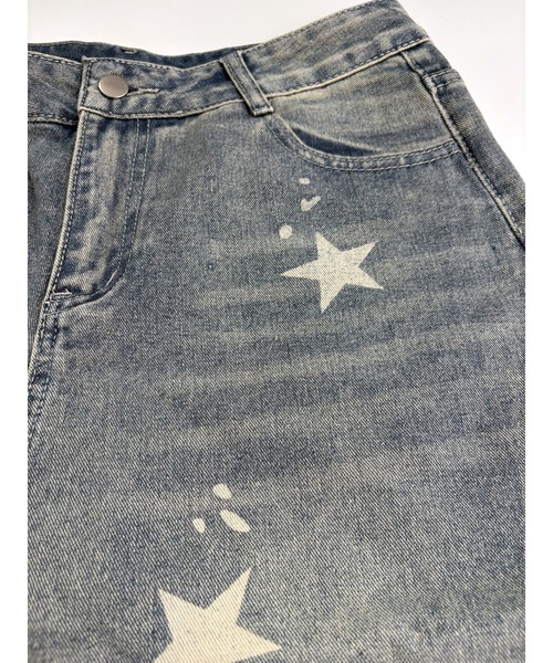 inst.ALL(インストール)の「スタープリントルーズデニムハーフパンツ(デニムパンツ・レディース・ブルー・S/L/M/LL)」の11枚目の写真