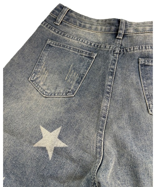 inst.ALL(インストール)の「スタープリントルーズデニムハーフパンツ(デニムパンツ・レディース・ブルー・S/L/M/LL)」の8枚目の写真
