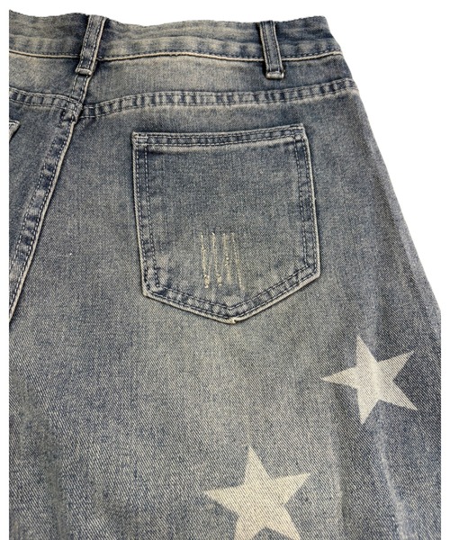 inst.ALL(インストール)の「スタープリントルーズデニムハーフパンツ(デニムパンツ・レディース・ブルー・S/L/M/LL)」の7枚目の写真