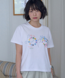 ボタンレタリング グラフィック半袖Tシャツ AS1312 (ホワイト)