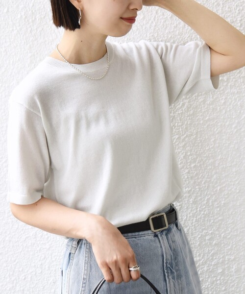 手洗い可能〉ラメ ニット ショート スリーブ プルオーバー（ニット