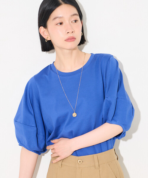 FREAK'S STORE(フリークスストア)の「ランタンスリーブ Tシャツ(Tシャツ/カットソー・レディース・ブルー/ブラック/チャコール/オフホワイト・フリ-)」の1枚目の写真