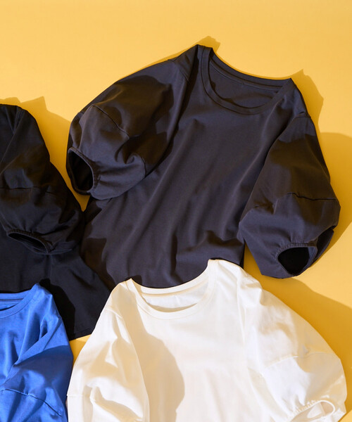FREAK'S STORE(フリークスストア)の「ランタンスリーブ Tシャツ(Tシャツ/カットソー・レディース・ブルー/ブラック/チャコール/オフホワイト・フリ-)」の4枚目の写真