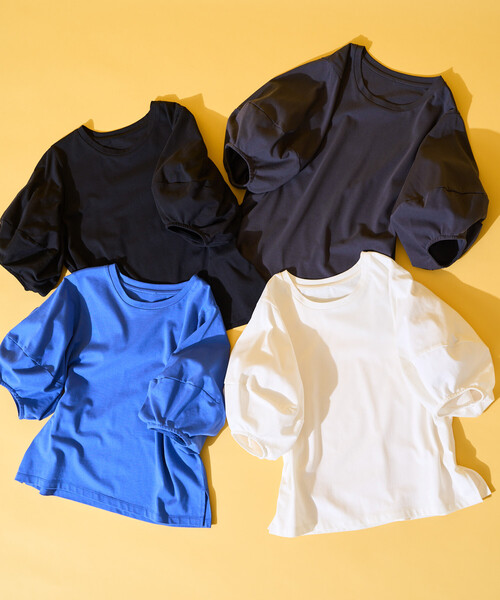 FREAK'S STORE(フリークスストア)の「ランタンスリーブ Tシャツ(Tシャツ/カットソー・レディース・ブルー/ブラック/チャコール/オフホワイト・フリ-)」の5枚目の写真