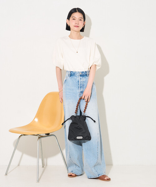 FREAK'S STORE(フリークスストア)の「ランタンスリーブ Tシャツ(Tシャツ/カットソー・レディース・ブルー/ブラック/チャコール/オフホワイト・フリ-)」の7枚目の写真