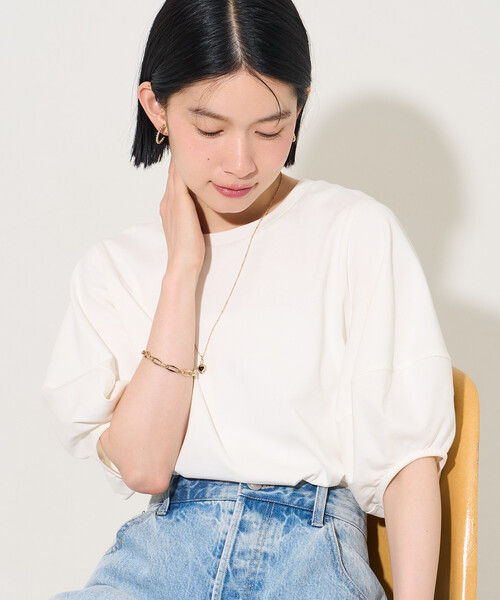 FREAK'S STORE(フリークスストア)の「ランタンスリーブ Tシャツ(Tシャツ/カットソー・レディース・ブルー/ブラック/チャコール/オフホワイト・フリ-)」の9枚目の写真