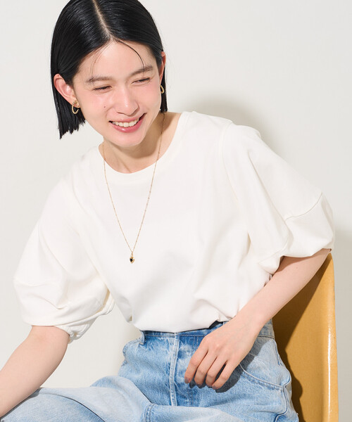 FREAK'S STORE(フリークスストア)の「ランタンスリーブ Tシャツ(Tシャツ/カットソー・レディース・ブルー/ブラック/チャコール/オフホワイト・フリ-)」の12枚目の写真