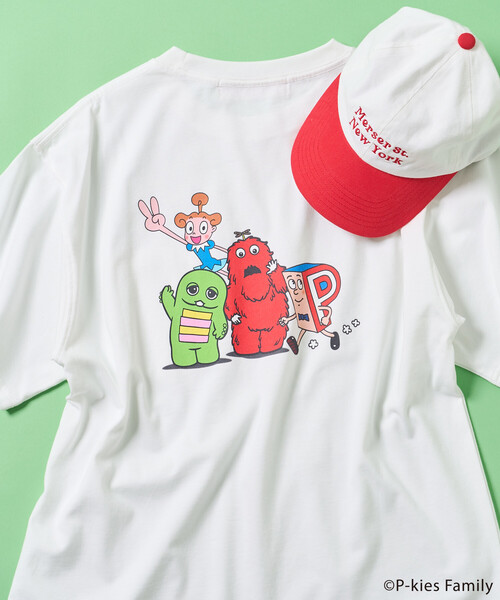 FREAK'S STORE(フリークスストア)の「P-kies Family キャラクター Tシャツ(Tシャツ/カットソー・レディース・オフホワイト/チャコールグレー/ライトグレー・フリ-)」の2枚目の写真