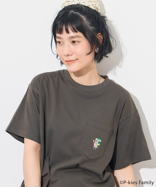 FREAK'S STORE(フリークスストア)の「P-kies Family キャラクター Tシャツ(Tシャツ/カットソー・レディース・オフホワイト/チャコールグレー/ライトグレー・フリ-)」の1枚目の写真