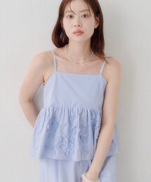 タンクトップ（ブルー・ネイビー/青色系・花柄・ボタニカル柄