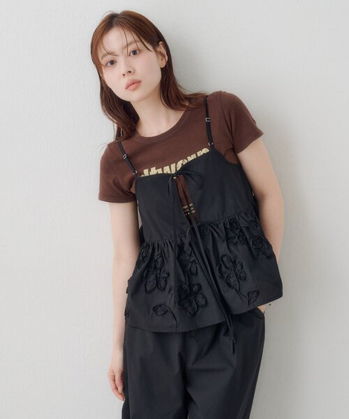Kastane(カスタネ)の「SETUPステッチ刺繍ビスチェ(タンクトップ・レディース・ネイビー/ブラック/ブルー・FREE)」の12枚目の写真