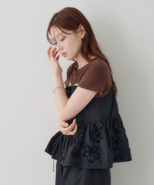 Kastane(カスタネ)の「SETUPステッチ刺繍ビスチェ(タンクトップ・レディース・ネイビー/ブラック/ブルー・FREE)」の13枚目の写真