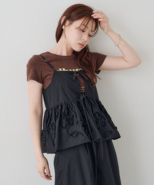 Kastane(カスタネ)の「SETUPステッチ刺繍ビスチェ(タンクトップ・レディース・ネイビー/ブラック/ブルー・FREE)」の14枚目の写真