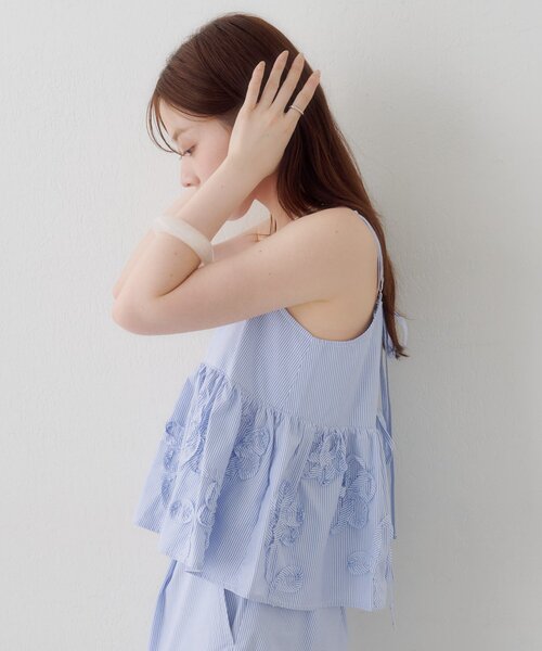 Kastane(カスタネ)の「【WEB先行】SETUPステッチ刺繍ビスチェ(タンクトップ・レディース・ネイビー/ブラック/ブルー・FREE)」の21枚目の写真