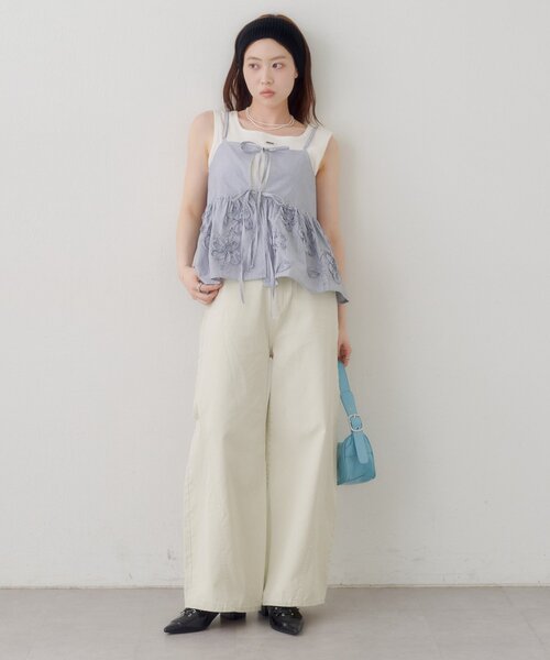 Kastane(カスタネ)の「【WEB先行】SETUPステッチ刺繍ビスチェ(タンクトップ・レディース・ネイビー/ブラック/ブルー・FREE)」の9枚目の写真