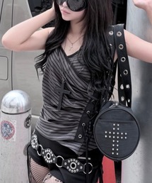 NOT KNOWING（ノットノーイング）の「別注【NOT KNOWING】Eyelet Lace Up CAMI Hoodie  / 【ノットノーイング】アイレットレースアップキャミソールフーディ袖なしトップス（キャミソール）」