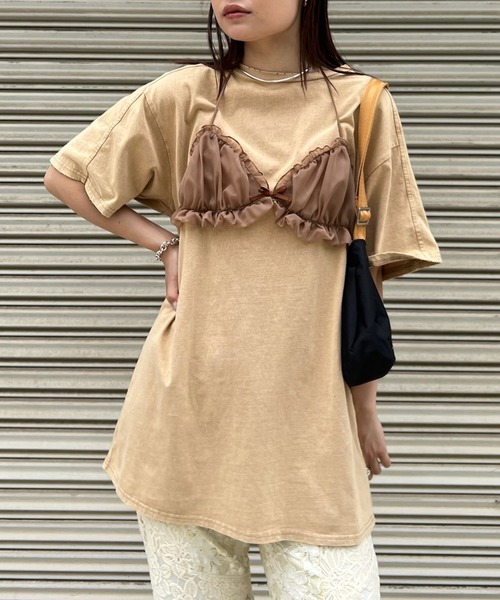 AMERI アメリ ヴィンテージ リボン 紐付き 変形　カットソー セール】COMPACT BUSTIER DOCKING TEE（Tシャツ/カットソー）｜Ameri