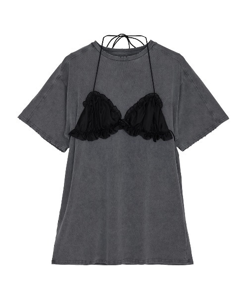 Ameri（アメリ）の「COMPACT BUSTIER DOCKING TEE（Tシャツ/カットソー・レディース・パープル/ブラック/ベージュ・FREE）」の4枚目の写真