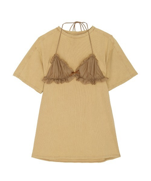 Ameri（アメリ）の「COMPACT BUSTIER DOCKING TEE（Tシャツ/カットソー・レディース・パープル/ブラック/ベージュ・FREE）」の5枚目の写真