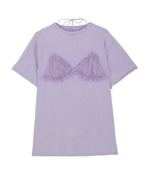 Ameri（アメリ）の「COMPACT BUSTIER DOCKING TEE（Tシャツ/カットソー・レディース・パープル/ブラック/ベージュ・FREE）」の6枚目の写真