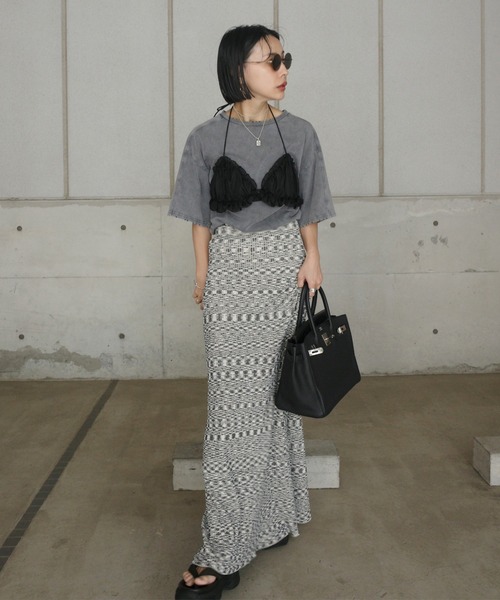 Ameri（アメリ）の「COMPACT BUSTIER DOCKING TEE（Tシャツ/カットソー・レディース・パープル/ブラック/ベージュ・FREE）」の16枚目の写真