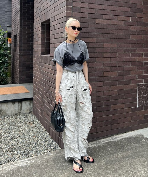 Ameri（アメリ）の「COMPACT BUSTIER DOCKING TEE（Tシャツ/カットソー・レディース・パープル/ブラック/ベージュ・FREE）」の18枚目の写真
