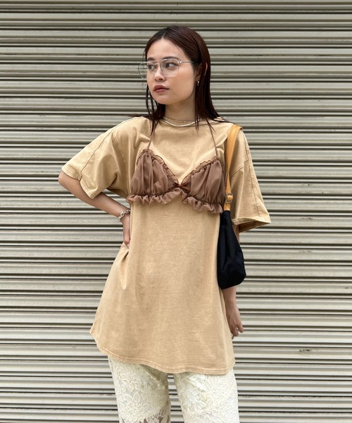 Ameri（アメリ）の「COMPACT BUSTIER DOCKING TEE（Tシャツ/カットソー・レディース・パープル/ブラック/ベージュ・FREE）」の20枚目の写真