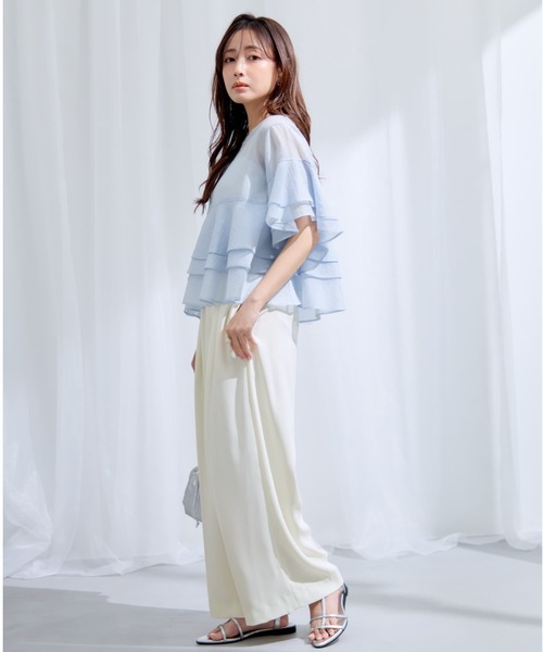 COHINA（コヒナ）の「ハーフスリーブティアードシアーブラウス 【低身長・小柄女性】（シャツ/ブラウス・レディース・ブラック/ブルー/アイボリー/ピンク・ONE SIZE）」の11枚目の写真