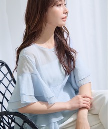 COHINA（コヒナ）の「ハーフスリーブティアードシアーブラウス 【低身長・小柄女性】（シャツ/ブラウス）」
