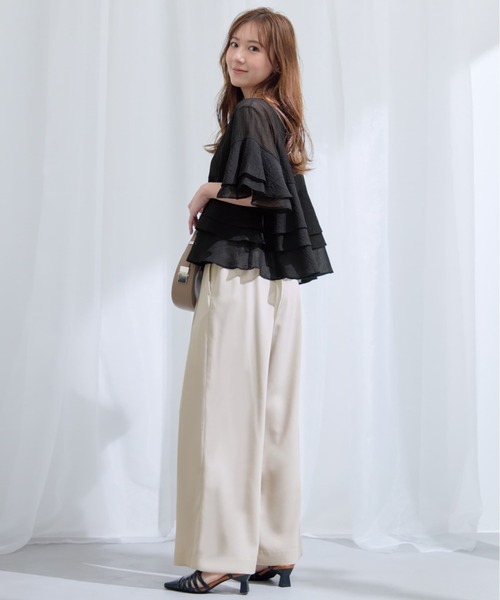 COHINA（コヒナ）の「ハーフスリーブティアードシアーブラウス 【低身長・小柄女性】（シャツ/ブラウス・レディース・ブラック/ブルー/アイボリー/ピンク・ONE SIZE）」の18枚目の写真