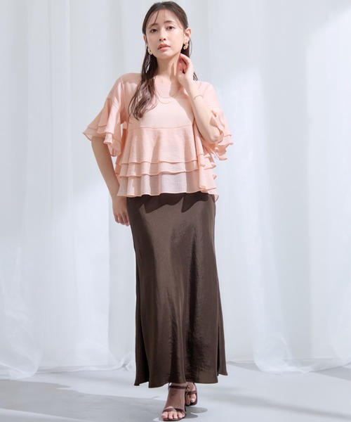 COHINA（コヒナ）の「ハーフスリーブティアードシアーブラウス 【低身長・小柄女性】（シャツ/ブラウス・レディース・ブラック/ブルー/アイボリー/ピンク・ONE SIZE）」の22枚目の写真