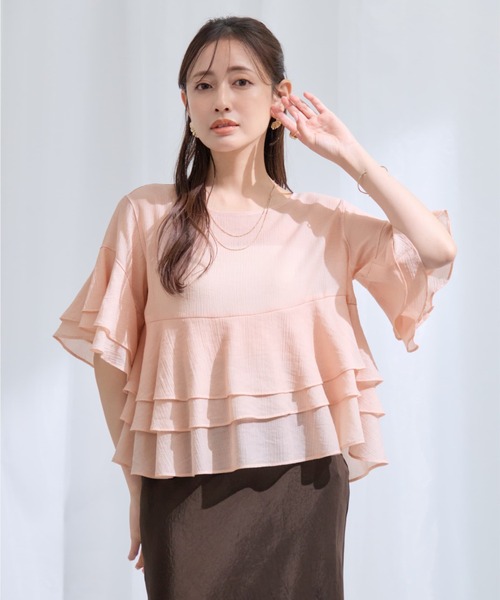COHINA（コヒナ）の「ハーフスリーブティアードシアーブラウス 【低身長・小柄女性】（シャツ/ブラウス・レディース・ブラック/ブルー/アイボリー/ピンク・ONE SIZE）」の21枚目の写真