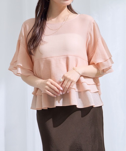 COHINA（コヒナ）の「ハーフスリーブティアードシアーブラウス 【低身長・小柄女性】（シャツ/ブラウス・レディース・ブラック/ブルー/アイボリー/ピンク・ONE SIZE）」の19枚目の写真