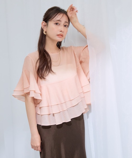 COHINA（コヒナ）の「ハーフスリーブティアードシアーブラウス 【低身長・小柄女性】（シャツ/ブラウス・レディース・ブラック/ブルー/アイボリー/ピンク・ONE SIZE）」の20枚目の写真