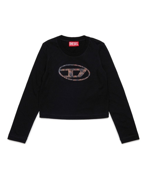 DIESEL Kids & Junior — длинная футболка с логотипом D-Branded, кат-сор