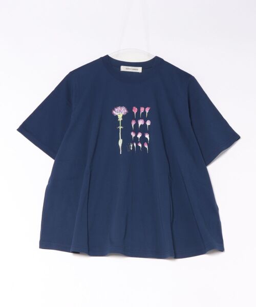 SUPER HAKKA(スーパーハッカ)の「SUPER HAKKA×藤田有紀 「重なりのきらめき」プリント+刺繍フレアTシャツ(Tシャツ/カットソー・レディース・その他12/レッド/ネイビー・FREE)」の2枚目の写真
