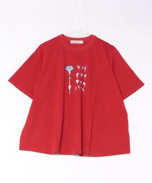 SUPER HAKKA×藤田有紀 「重なりのきらめき」プリント+刺繍フレアTシャツ