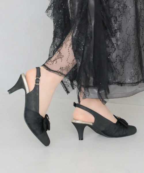 jurer(ジュレ)の「リボンフラワーモチーフスリングバックパンプス(パンプス・レディース・ブラック/ベージュ・L/LL/M/S)」の7枚目の写真