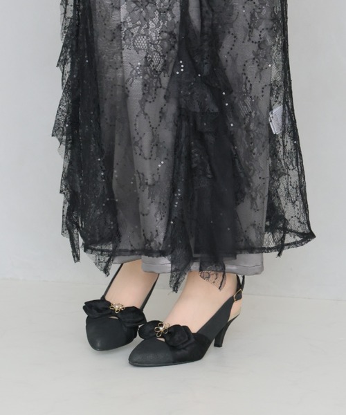 jurer(ジュレ)の「リボンフラワーモチーフスリングバックパンプス(パンプス・レディース・ブラック/ベージュ・L/LL/M/S)」の8枚目の写真