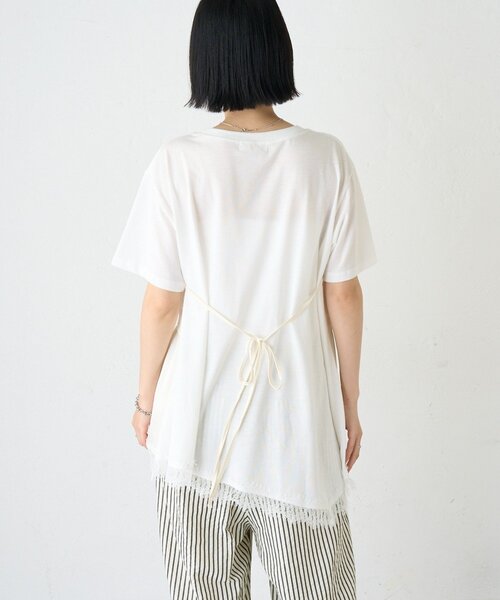 CIAOPANIC TYPY(チャオパニックティピー)の「【WEB限定】サテンレースランジェリードッキングTee(Tシャツ/カットソー・レディース・ホワイト/ホワイト系その他/チャコールグレー・ONE SIZE)」の13枚目の写真