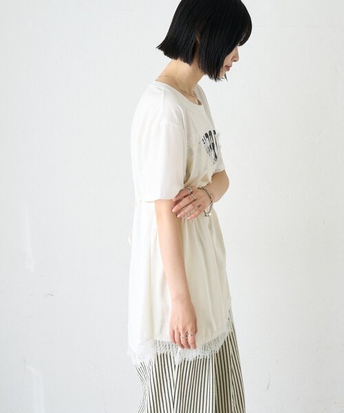 CIAOPANIC TYPY(チャオパニックティピー)の「【WEB限定】サテンレースランジェリードッキングTee(Tシャツ/カットソー・レディース・ホワイト/ホワイト系その他/チャコールグレー・ONE SIZE)」の15枚目の写真
