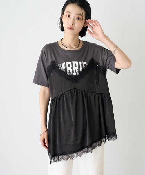 CIAOPANIC TYPY(チャオパニックティピー)の「【WEB限定】サテンレースランジェリードッキングTee(Tシャツ/カットソー・レディース・ホワイト/ホワイト系その他/チャコールグレー・ONE SIZE)」の17枚目の写真