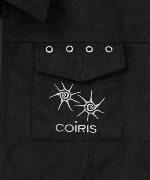 COIRIS(コイリス)の「エリオアイレットツーウェイトラッカージャケット 男女共用(デニムジャケット・レディース・ブラック・FREE)」の4枚目の写真