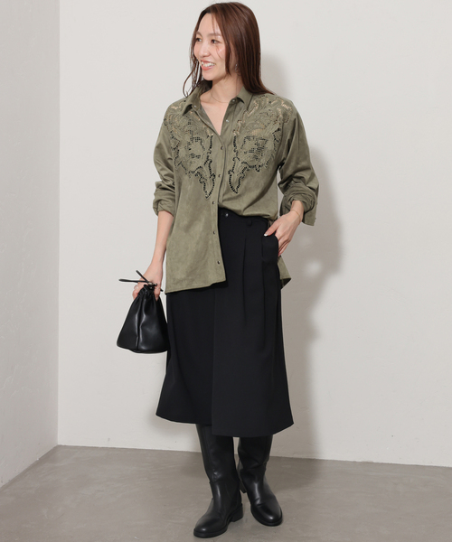 Torrazzo Donna(トラッゾドンナ)の「【TORRAZZO DONNA/トラッゾドンナ】カットワークスエードシャツ(シャツ/ブラウス・レディース・ベージュ/カーキ・FREE)」の7枚目の写真