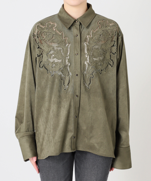 Torrazzo Donna(トラッゾドンナ)の「【TORRAZZO DONNA/トラッゾドンナ】カットワークスエードシャツ(シャツ/ブラウス・レディース・ベージュ/カーキ・FREE)」の12枚目の写真