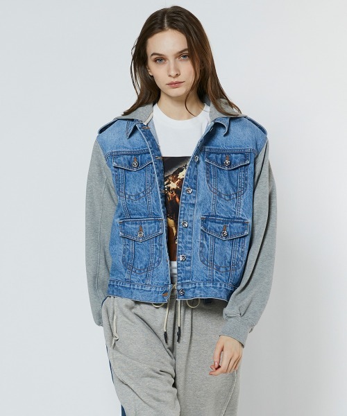 DOUBLE STANDARD CLOTHING(ダブルスタンダードクロージング)の「ドッキングデニムジャケット(デニムジャケット・レディース・インディゴブルー・36)」の2枚目の写真