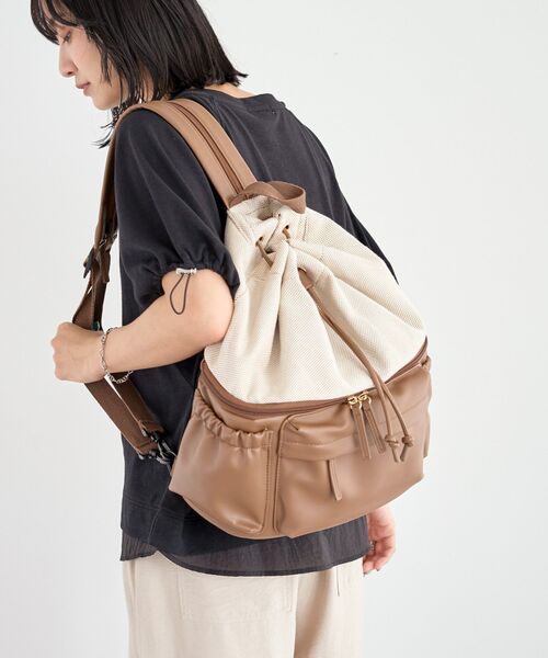 Green　Parks（グリーンパークス）の「【保冷温付き】2層ドロストリュック（バックパック/リュック・レディース・ブラック/ブラウン・FREE）」の2枚目の写真