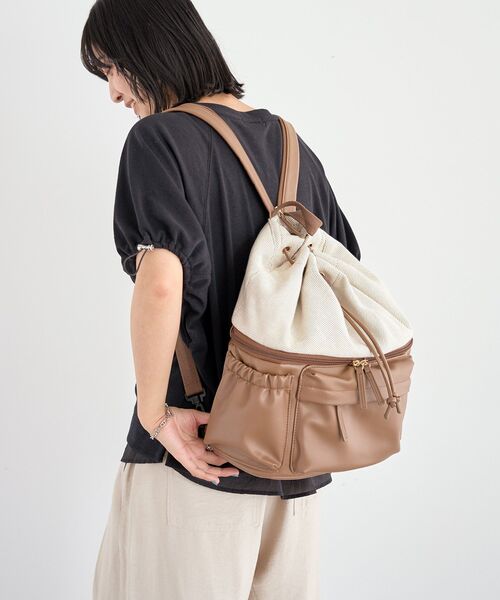 Green　Parks（グリーンパークス）の「【保冷温付き】2層ドロストリュック（バックパック/リュック・レディース・ブラック/ブラウン・FREE）」の4枚目の写真