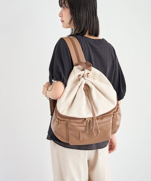 Green　Parks（グリーンパークス）の「【保冷温付き】2層ドロストリュック（バックパック/リュック・レディース・ブラック/ブラウン・FREE）」の3枚目の写真