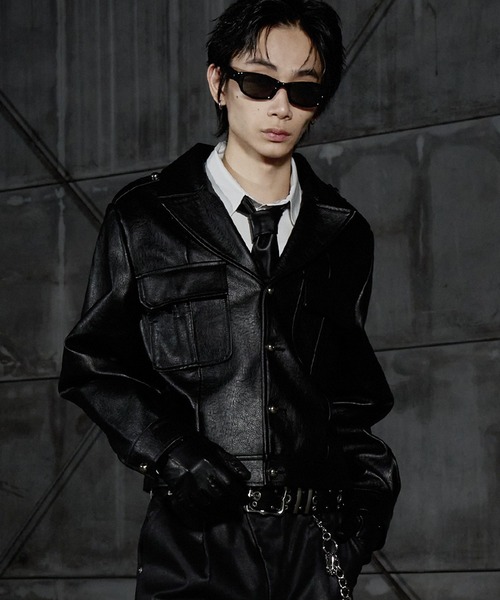 LANDNESS(ランドネス)の「【LANDNESS/ランドネス】Faux Leather Ike Jacket/フェイクレザーアイクジャケット(その他アウター・メンズ・ブラック・L/M/S)」の1枚目の写真